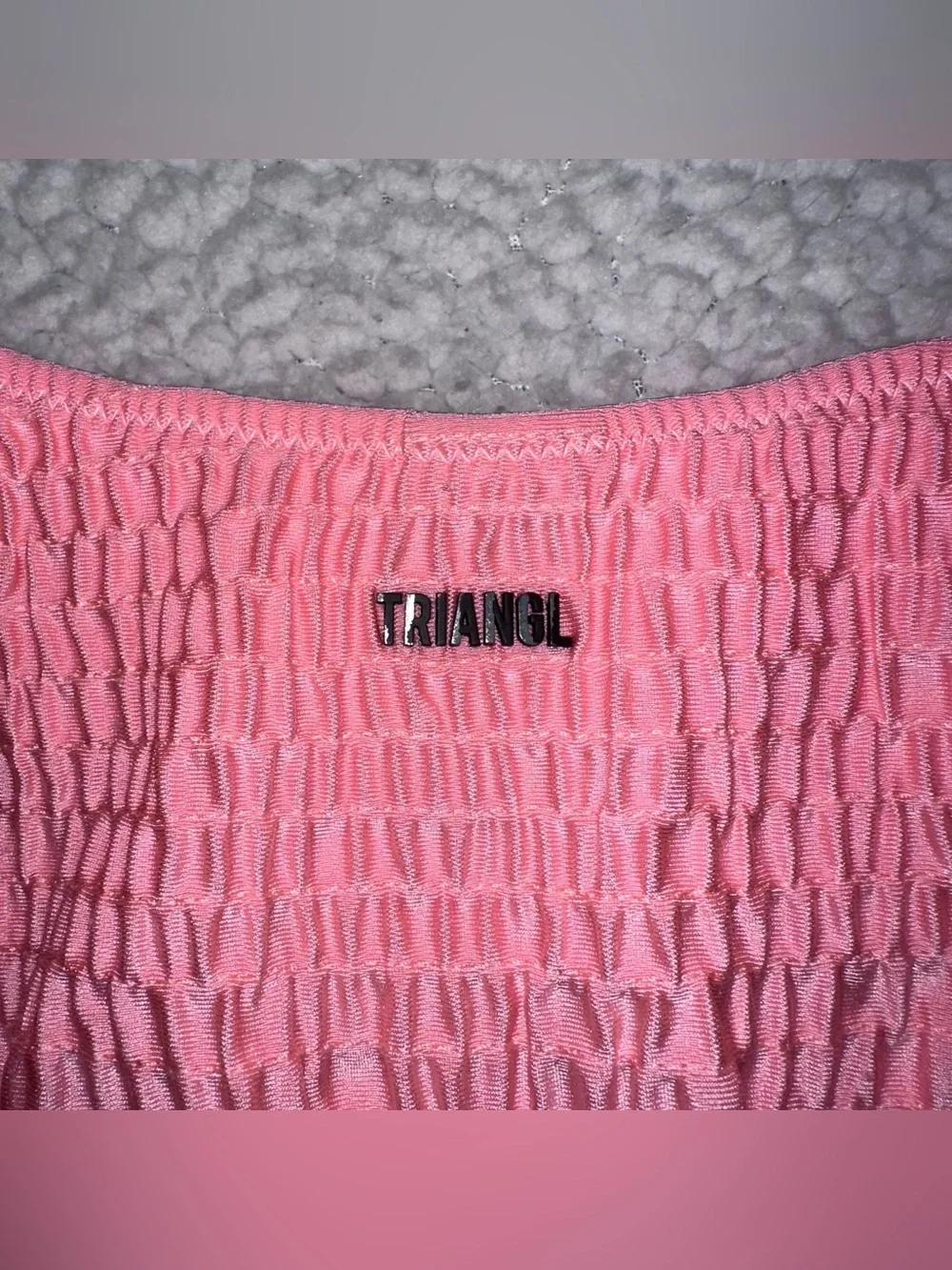 TRIANGL bikini set peach pink crinkle texture cheeky cut adjustable straps S